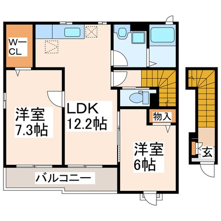 自動車学校入口 徒歩7分 2階の物件間取画像